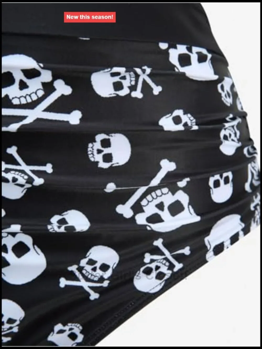 High Waisted Gothic Skull Print Bikini Set with Tummy Control
